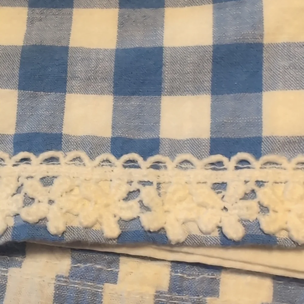 OshKosh Blue & White Check Dress Size 5T. Lace trim
